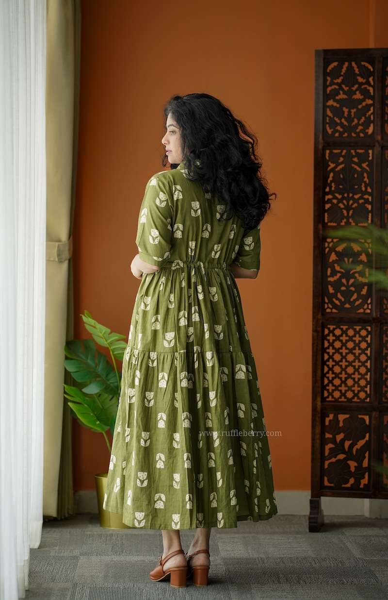 Augusta OliveGreen Cotton Shirt Dress