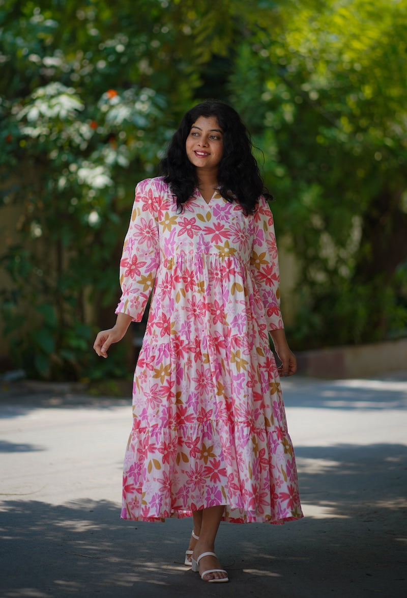 laya white cotton tier dress