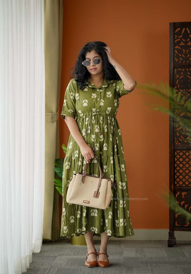 Augusta OliveGreen Cotton Shirt Dress