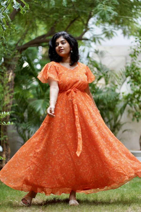 Orange Georgette gown