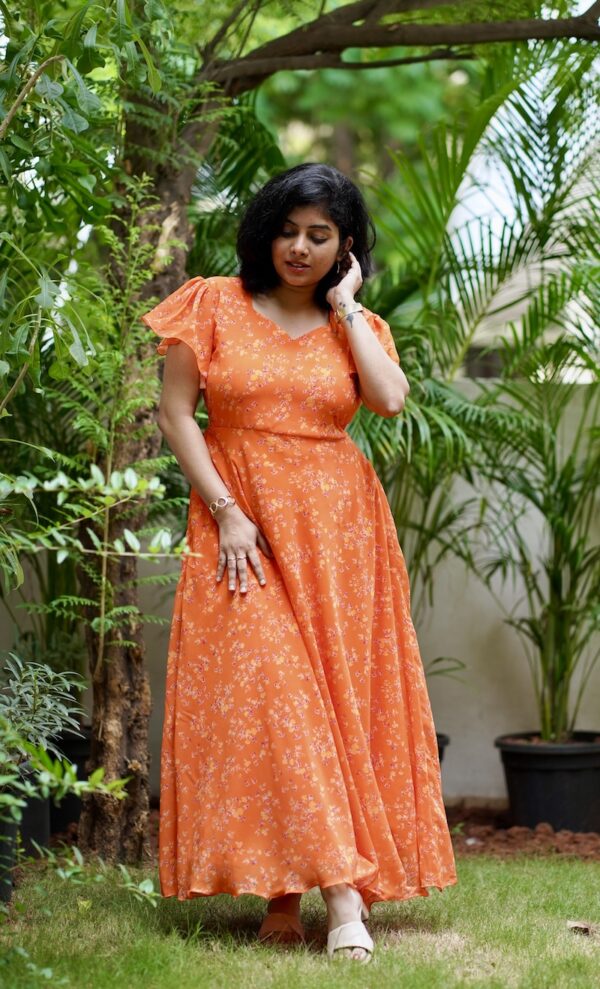 Orange Georgette gown