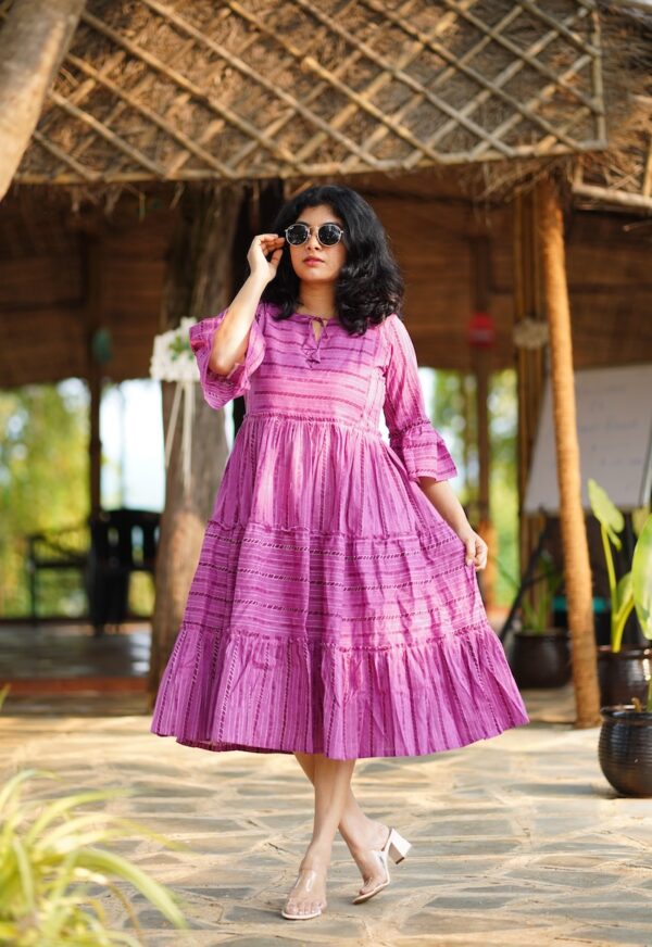 Misty Rose Cotton Tier Dress