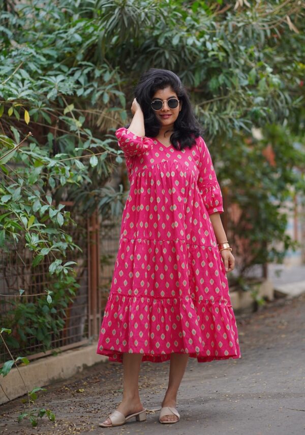 Arna Pink Cotton Dress