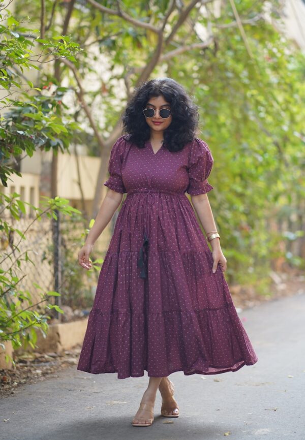 Arna Plum Cotton Dress