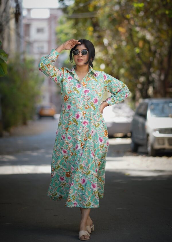 Moana Pastel Green Cotton Dress