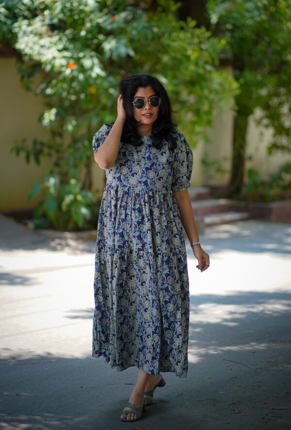 Chelsea Indigo Cotton Tier Dress