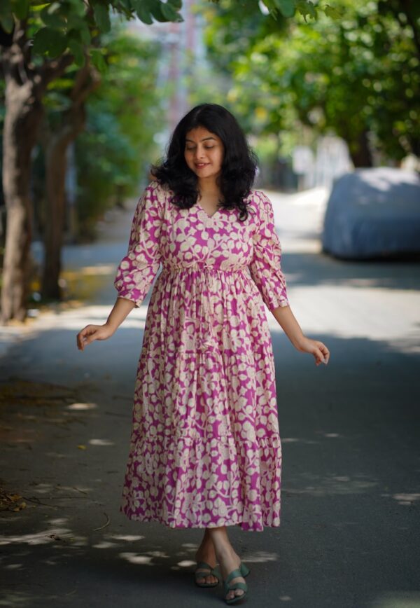 Chelsea Magenta Pink Cotton Tier Dress