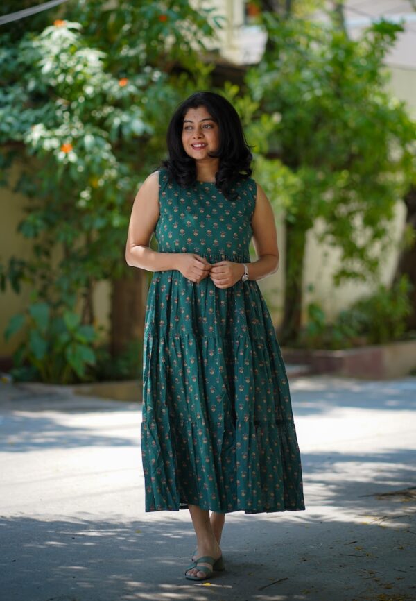 Nadira Forest Green Cotton Dress