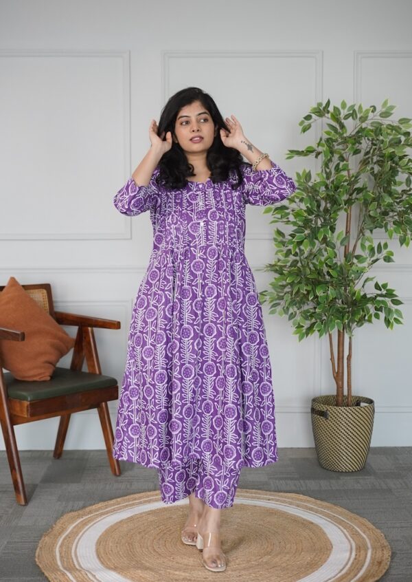 Violet A-line Cotton Co-ord Set