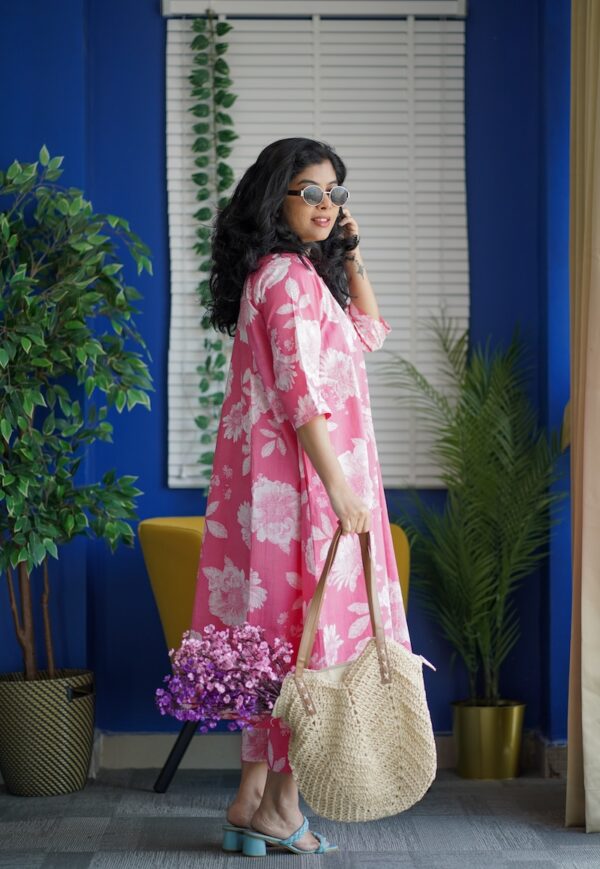 Jaan Pink A-line Cotton Co-ord Set