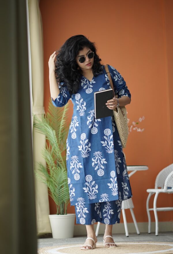 Jaan Indigo Slit Cotton Co-ord Set