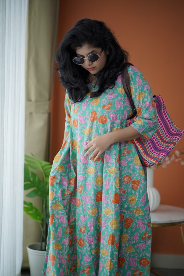 Jaan Green A-line Cotton Co-ord Set